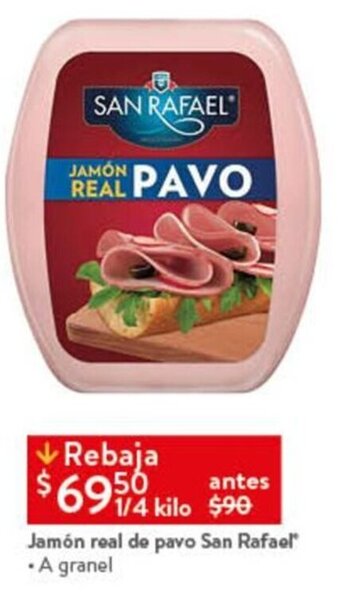 Walmart Jamón real de pavo San Rafael oferta