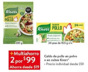 Walmart Caldo de pollo en polvo o en cubos Knorr oferta