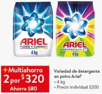 Walmart Variedad de detergente en polvo Ariel 4kg oferta