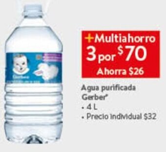 Walmart Agua purificada Gerber 4L oferta