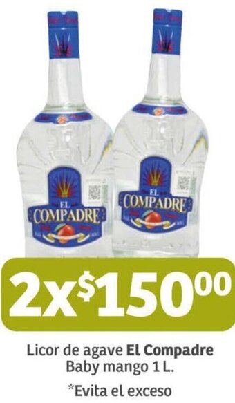 Soriana Mercado El Compadre Licor de agave Baby mango 2x1 L oferta