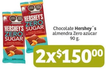 Soriana Mercado Chocolate Hershey's almendra Zero azúcar 2x90 g oferta