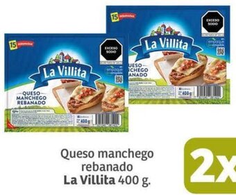 Queso manchego rebanado La Villita 2x400 g.