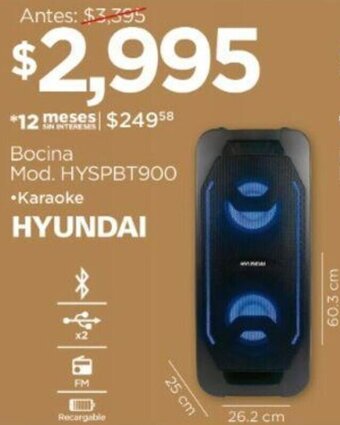 Chedraui Hyundai Bocina Mod. HYSPBT900 Karaoke oferta