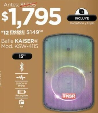 Chedraui KAISER Bafle Mod. KSW-4115 oferta