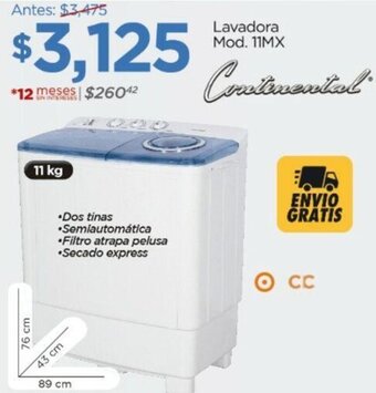 Chedraui Lavadora Mod. 11MX 11 kg oferta