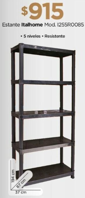 Estante Italhome Mod. 1255R0085 5 niveles Resistente