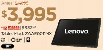 Chedraui Lenovo Tablet Mod. ZAAE0011MX 10" oferta