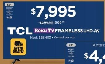 Chedraui TCL Roku TV FRAMELESS UHD 4K oferta