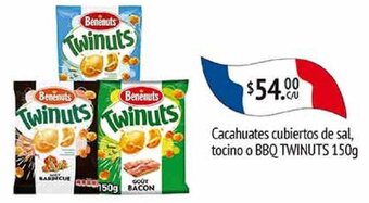 Cacahuates cubiertos de sal, tocino o BBQ TWINUTS 150g