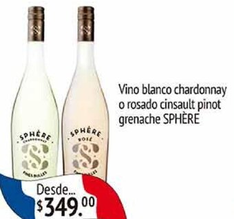 Vino blanco chardonnay o rosado cinsault pinot grenache SPHÈRE
