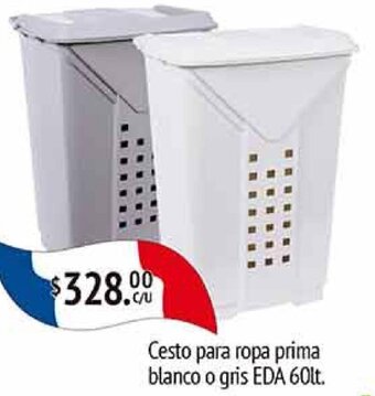 Cesto para ropa prima blanco o gris EDA 60lt.