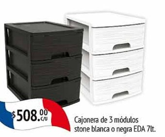 Cajonera de 3 módulos stone blanca o negra EDA 7lt.