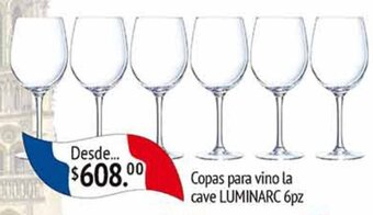 Copas para vino la cave LUMINARC 6pz