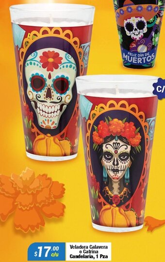 Veladora Calavera o Catrina Candelaria, 1 Pza