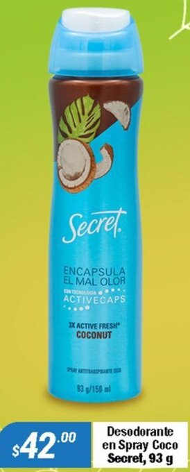 Desodorante en Spray Coco Secret, 93 g