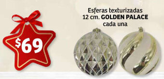 Soriana Express Esferas texturizadas 12 cm. GOLDEN PALACE cada una oferta
