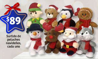 Surtido de peluches navideños, cada uno