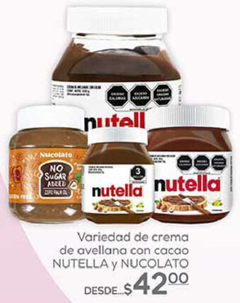 NUTELLA Y NUCOLATO Variedad de crema de avellana con cacao
