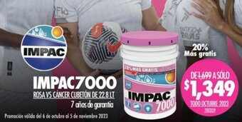 IMPAC7000 ROSA VS CÁNCER CUBETÓN DE 22.8 LT 7 años de garantía