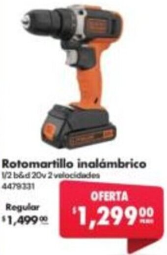 Rotomartillo inalámbrico 1/2 bd 20v 2 velocidades