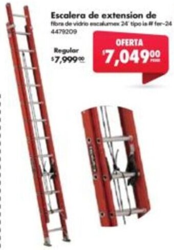 Escalera de extension de fibra de vidrio escalumex 24 tipois #fer-24 4479209