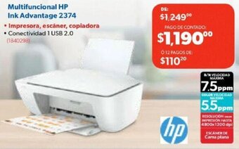 Ofix Multifuncional HP Ink Advantage 2374 oferta