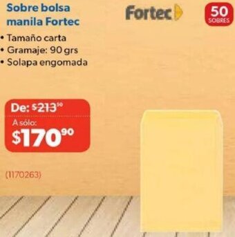 Sobre bolsa manila Fortec 90grs