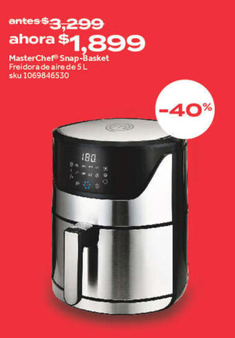 MasterChef Snap-Basket Freidora de aire de 5L