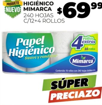 Merco HIGIÉNICO MIMARCA 240 HOJAS C/12+4 ROLLOS oferta