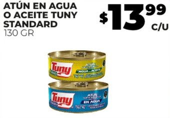 ATÚN EN AGUA O ACEITE TUNY STANDARD 130 GR