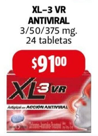 Farmacias Guadalajara XL-3 VR ANTIVIRAL 3/50/375 mg. 24 tabletas oferta