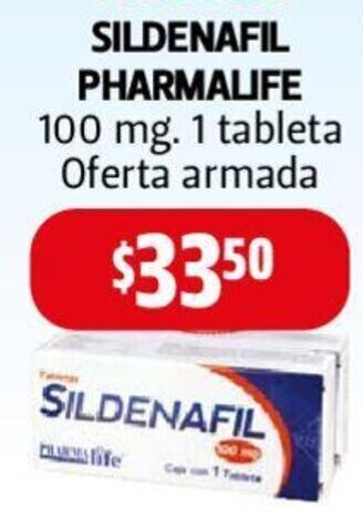 Farmacias Guadalajara SILDENAFIL PHARMALIFE 100 mg. 1 tableta oferta