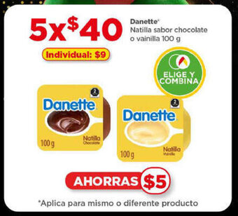 Bodega Aurrerá Danette Natilla sabor chocolate o vainilla 100 g x 5 oferta