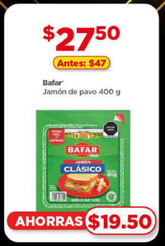Bodega Aurrerá Bafar Jamón de pavo 400 g oferta
