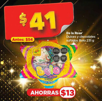 Bodega Aurrerá De la Rosa Dulces y chocolates surtidos Bolo 231 g oferta