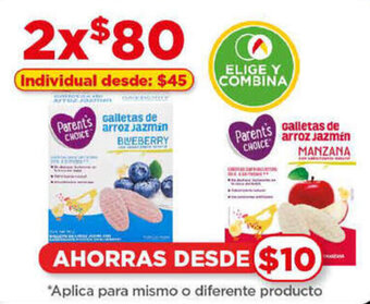 Bodega Aurrerá Parent's Choice Galletas de arroz Jazmin Blueberry / Manzana oferta