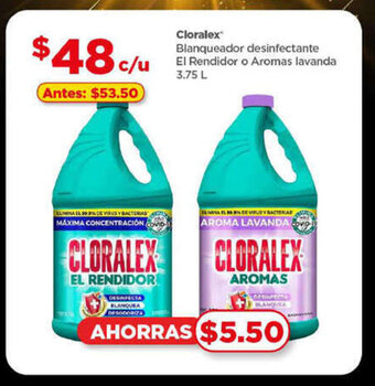 Cloralex Blanqueador desinfectante El Rendidor o Aromas lavanda 3.75 L
