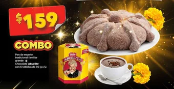 Bodega Aurrerá Pan de muerto tradicional familiar grande + Chocolate Abuelita con 6 tablillas de 90 g c/u oferta