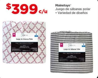 Bodega Aurrerá Mainstays Juego de sábanas polar Variedad de diseños oferta