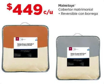 Bodega Aurrerá Mainstays Cobertor matrimonial Reversible con borrega oferta