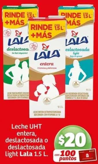 Soriana Híper Leche UHT entera, deslactosada o deslactosada light Lala 1.5 L. oferta