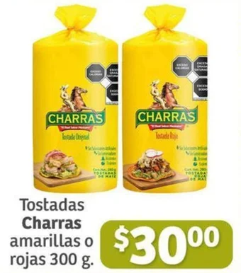 Soriana Híper Tostadas Charras amarillas o rojas 300 g. oferta