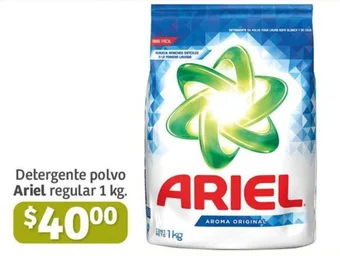 Soriana Híper Detergente polvo Ariel regular 1 kg. oferta