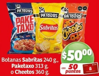 Soriana Híper Botanas Sabritas 240 g., Paketaxo 313 g. o Cheetos 360 g. oferta