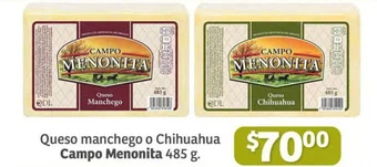 Soriana Híper Queso manchego o Chihuahua Campo Menonita 485 g. oferta