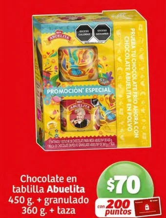 Soriana Híper Chocolate en tablilla Abuelita 450 g. + granulado 360 g. + taza oferta