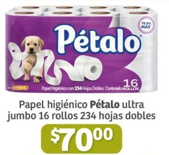 Soriana Híper Papel higiénico Pétalo ultra jumbo 16 rollos 234 hojas dobles oferta