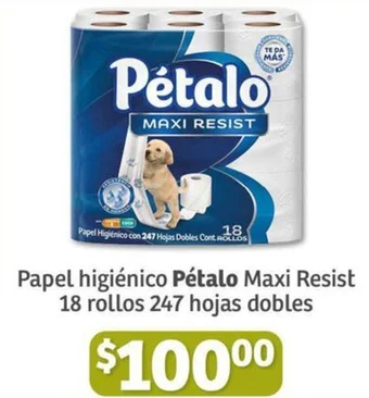 Soriana Híper Papel higiénico Pétalo Maxi Resist 18 rollos 247 hojas dobles oferta