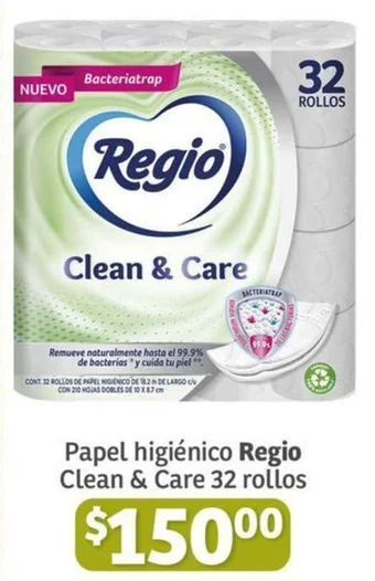 Soriana Híper Papel higiénico Regio Clean & Care 32 rollos oferta